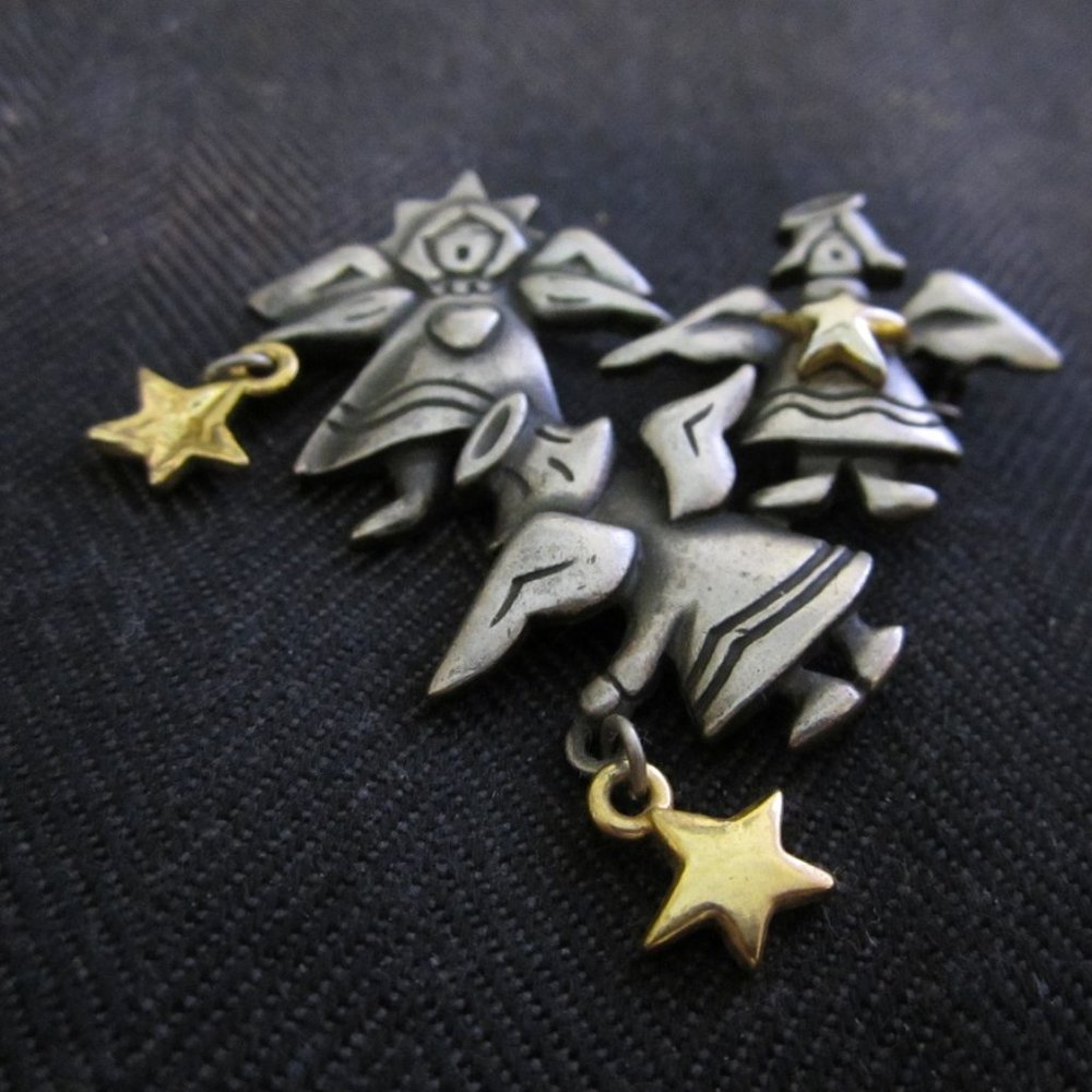 Vintage Angel Pewter Brooch